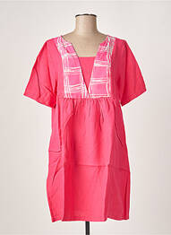 Robe courte coupe évasée manches courtes rose G!OZE femme