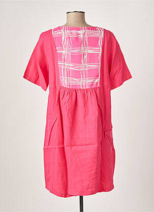 Robe courte coupe évasée manches courtes rose G!OZE femme