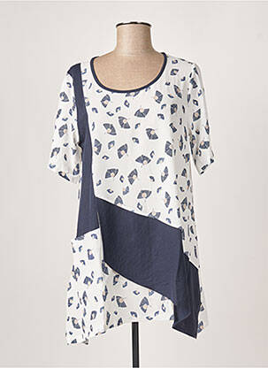Tunique manches courtes tissage crêpe bleu G!OZE femme