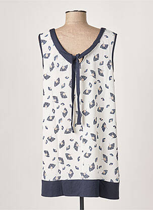 Tunique sans manche tissage crêpe bleu G!OZE femme