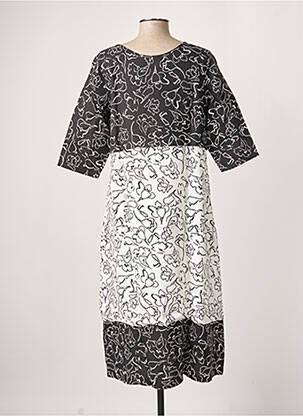 Robe longue manches courtes manches courtes noir G!OZE femme