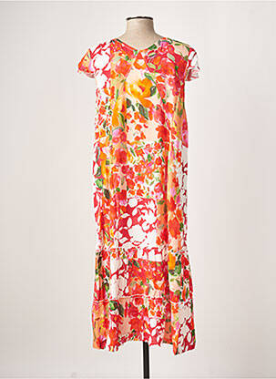 Robe longue manches courtes manches courtes orange G!OZE femme