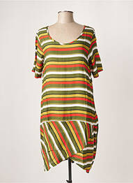 Robe mi-longue coupe fluide manches courtes vert G!OZE femme