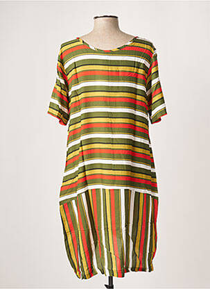 Robe mi-longue coupe fluide manches courtes vert G!OZE femme