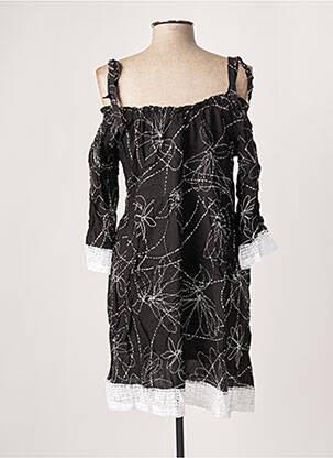 Robe mi-longue imprimé fantaisie fines bretelles noir G!OZE femme
