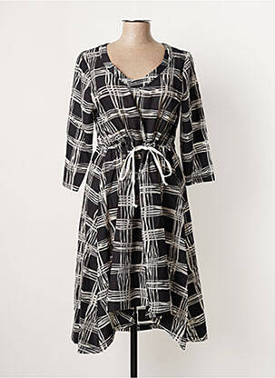 Robe mi-longue manches 3/4 manches 3/4 noir G!OZE femme