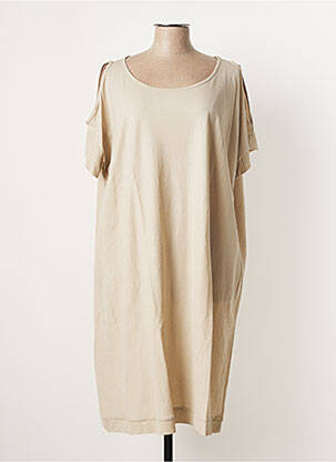 Robe mi-longue manches courtes manches courtes beige G!OZE femme