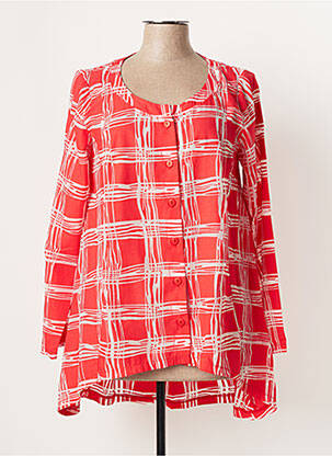 Chemisier tissage popeline manches longues rouge G!OZE femme