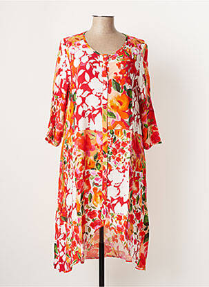 Robe mi-longue manches 3/4 manches 3/4 rouge G!OZE femme