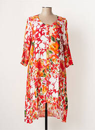 Robe mi-longue manches 3/4 manches 3/4 rouge G!OZE femme