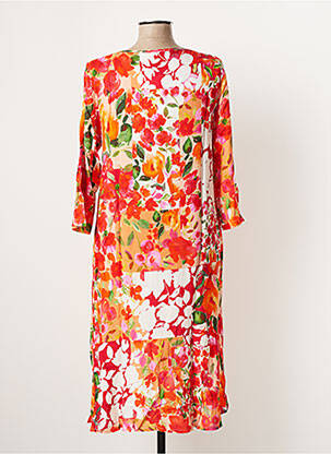 Robe mi-longue manches 3/4 manches 3/4 rouge G!OZE femme