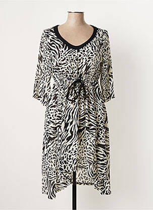 Robe mi-longue coupe fluide manches 3/4 noir G!OZE femme