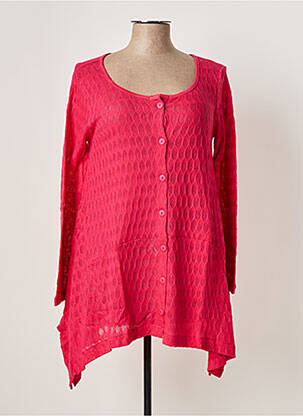Gilet manches longues col rond rose G!OZE femme