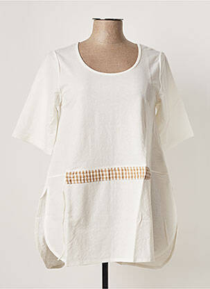 Tunique manches courtes col rond blanc G!OZE femme