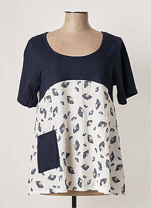 Tunique manches courtes tissage crêpe bleu G!OZE femme