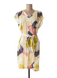 Robe mi-longue coupe fluide manches courtes beige JOCAVI femme