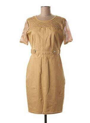 Robe mi-longue manches courtes manches courtes beige FUEGO WOMAN femme