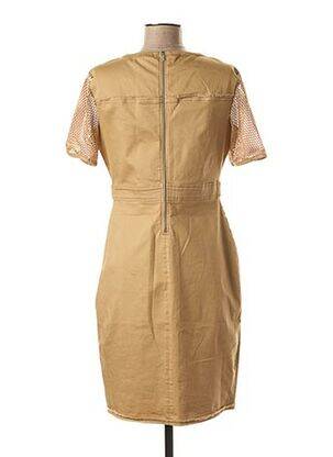 Robe mi-longue manches courtes manches courtes beige FUEGO WOMAN femme