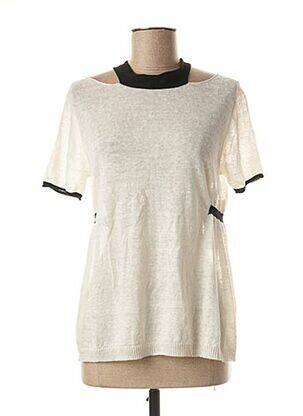 Pull col rond manches courtes beige LIVIANA CONTI femme