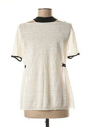 Pull col rond manches courtes beige LIVIANA CONTI femme