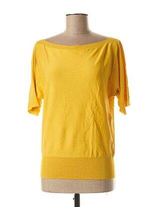 Pull col bateau manches 3/4 jaune LIVIANA CONTI femme