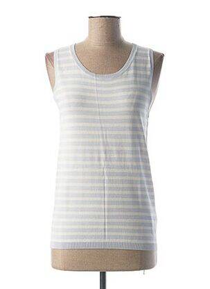 Pull finition bords-côtes sans manche bleu JAVIER SIMORRA femme