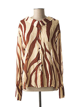 Chemisier tissage crêpe manches longues marron LIVIANA CONTI femme