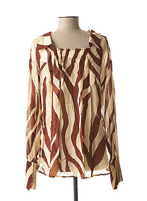 Chemisier tissage crêpe manches longues marron LIVIANA CONTI femme