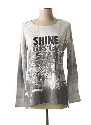 Pull stretch manches longues gris DOLCEZZA femme