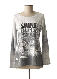 Pull stretch manches longues gris DOLCEZZA femme