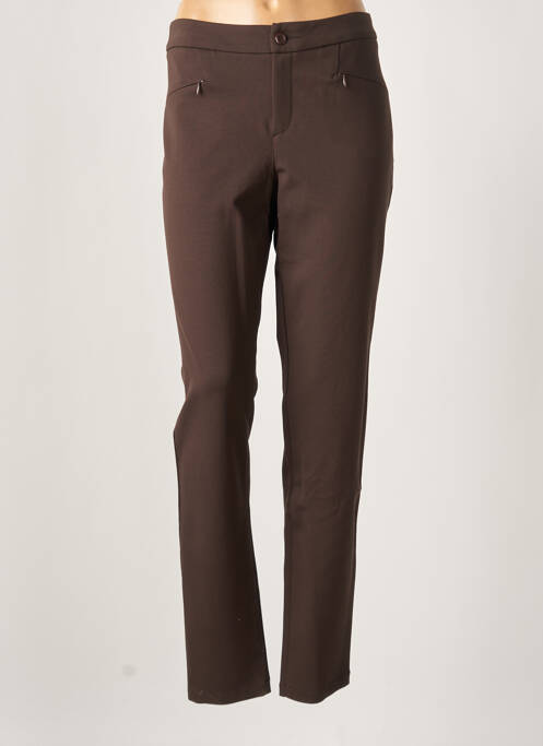 Pantalon droit stretch taille normale marron JAVIER SIMORRA femme
