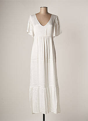 Robe longue manches courtes manches courtes blanc B.YU femme