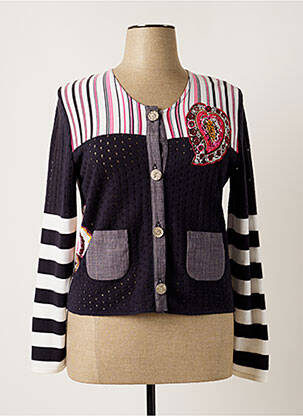 Gilet manches longues col rond bleu CHASSAGNARD femme