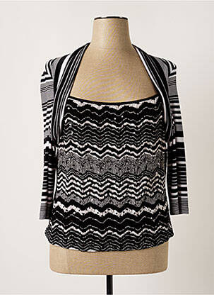 Top col carré manches 3/4 noir JOSEPH RIBKOFF femme