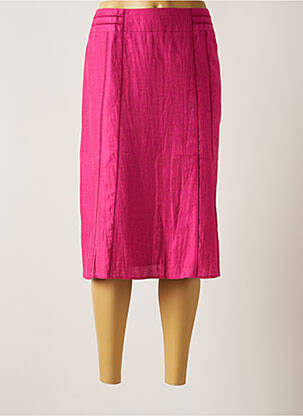 Jupe mi-longue coupe droite rose FRANK WALDER femme