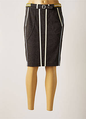 Jupe mi-longue stretch gris LESLIE femme
