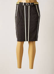 Jupe mi-longue stretch gris LESLIE femme
