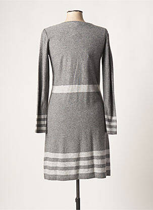 Robe mi-longue imprimé fleurs manches longues gris ANANKE femme