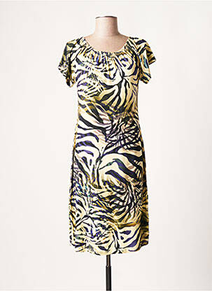 Robe mi-longue manches courtes manches courtes jaune GEISHA femme