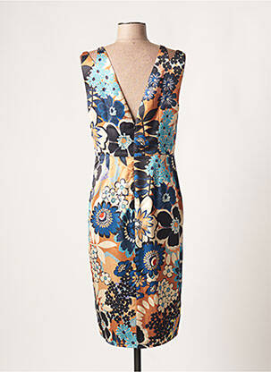 Robe mi-longue imprimé fleurs sans manche bleu MOLLY BRACKEN femme
