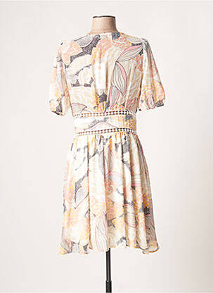 Robe mi-longue imprimé fleurs manches courtes beige MOLLY BRACKEN femme