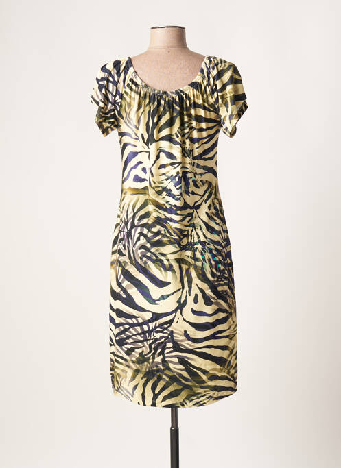 Robe mi-longue jaune GEISHA pour femme