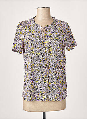 Blouse imprimé fleurs manches courtes violet EDC femme