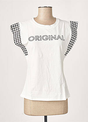Top tissage jersey manches courtes blanc J&H FASHION femme