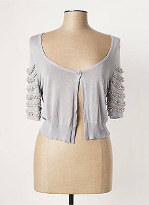 Gilet manches courtes finition bords-côtes gris AQUAJEANS femme