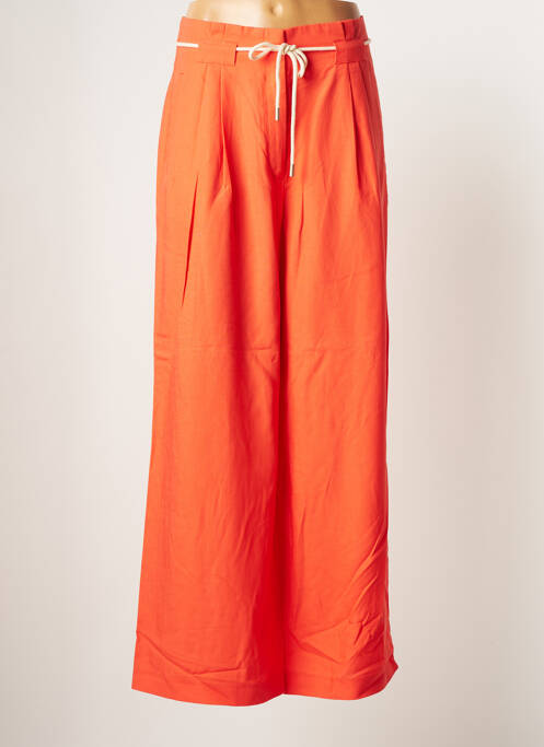 Pantalon large tissage popeline taille normale orange ESPRIT femme