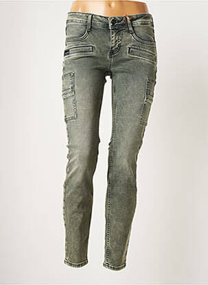 Pantalon slim broderie rivets taille basse vert STREET ONE femme