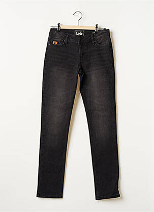Jeans coupe slim broderie rivets taille basse noir LOIS femme