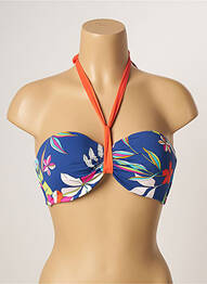Haut de maillot de bain stretch haut soutien-gorge balconnet bleu CHERRY BEACH femme