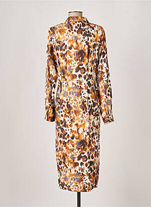 Robe mi-longue coupe fluide manches longues marron RIVER WOODS femme
